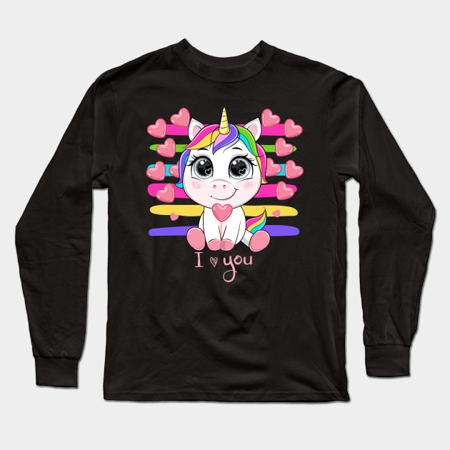 unicorn valentines day Long Sleeve T-Shirt by hadlamcom